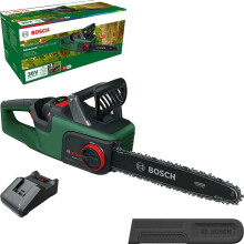 Bosch Cordless Chainsaw AdvancedChain 36V-35-40 (for Cutting Through Tough Hardwood; 36 Volt System; Chain Speed: 14m/s; 1x 2.0Ah Battery and Charger
