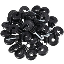 SINJEUN 100 Pack 3.3 Inches Black Electric Fence Insulators, Electric Fence Ring Insulator, Wood Post Screw In Insulators for Electric Fence