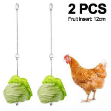 2pcs Chicken Veggies Skewer Fruit Holder for Hens Pet Chicken Vegetable Hanging Feeder Toy for Hens Large Birds Tw
