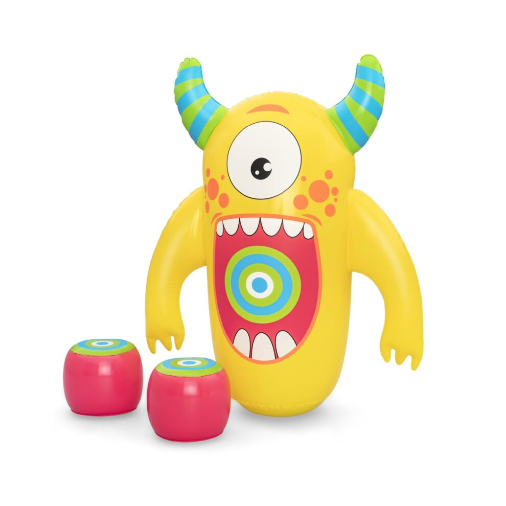 Bestway Monster Knock Out Bop Bag, Kids Boxing Set With Inflatable Gloves, Bounce Back Inflatable Punching Toy