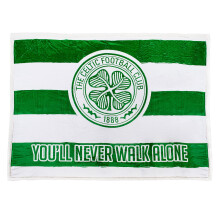 Celtic FC Sherpa Fleece Blanket - 152 x 117 cm, You'll Never Walk Alone, Official Merchandise For the Scottish Premier SPL Club