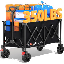 Trolley on Wheels, Heavy-Duty Festival Trolley with 360 Rotating Wheels, Brakes, and Side Storage Pocket, Large-Capacity 150kg Trolleys for Shopping