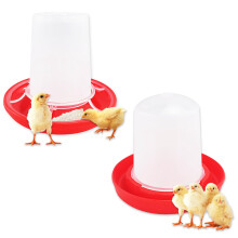 Chick Feeder and Waterer Kit,2 Pcs Plastic Poultry Feeder and Drinker,Automatic Ducklings Pigeons Quail Feeder Equipment for Chicken Coop Farm