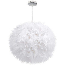 Elegant hvit fjærpendellampe, taklampe for stemningsfull innredning i stuen, soverommet og utover, 20x30x30cm, justerbar kabel 100cm