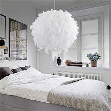 Feather Chandeliers For Living Room, Living Room Pendant Light With Soft Warm Light And Easy Installation, Inner Diameter 20 Cm Outer Diameter 30 Cm