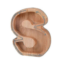 (S) Wooden Piggy Bank Alphabet Cash Box Letters Coin Piggy Bank Kids Money Boxa Tw