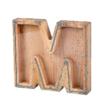 (M) Wooden Piggy Bank Alphabet Cash Box Letters Coin Piggy Bank Kids Money Boxa Tw