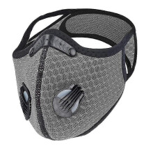 (Gray) Face Mask Anti Pollution Pm2.5 Two Air Vent With Filter Reusable Washable Sports Masks Face Shield Tw