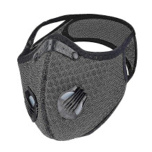 (Black) Face Mask Anti Pollution Pm2.5 Two Air Vent With Filter Reusable Washable Sports Masks Face Shield Tw
