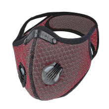 (Red) Face Mask Anti Pollution Pm2.5 Two Air Vent With Filter Reusable Washable Sports Masks Face Shield Tw