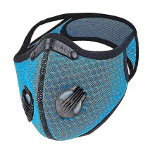 (Blue) Face Mask Anti Pollution Pm2.5 Two Air Vent With Filter Reusable Washable Sports Masks Face Shield Tw