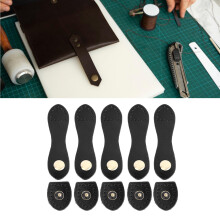 5 Stück Echtes Leder Druckknopf-Schnallen für Handtaschen und Geldbörsen Schwarz Antikbrass