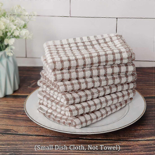 (Brown) 6 Pack Dish Cloths For Kitchen, Cotton Terry Small Pink Dish Towels Tiny Kitchen Dishcloths & Rags 38cm X 27cm Tw 1