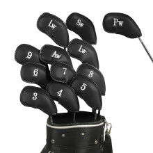 12 Stück Golf Eisenkopfschoner-Set, Weiches PU-Schutz in Schwarz