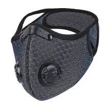 (Dark Blue) Face Mask Anti Pollution Pm2.5 Two Air Vent With Filter Reusable Washable Sports Masks Face Shield Tw