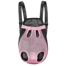 (S, Pink) Pet Carrier Backpack Adjustable Front Cat Dog Legs Tail Out Chest Travel Bag Tw
