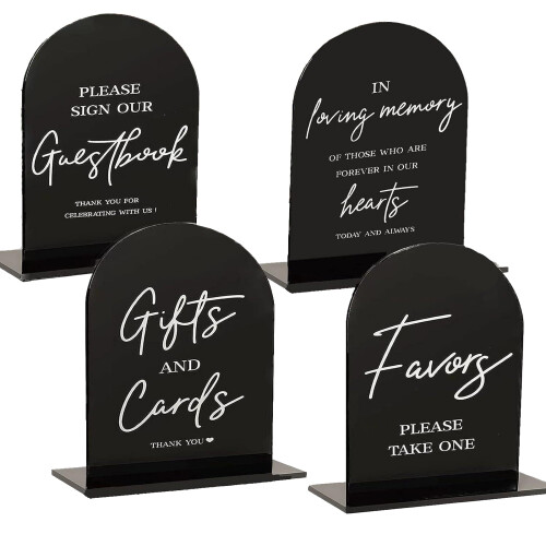 Wedding Table Decorations Signs with Holder Acrylic-Black
