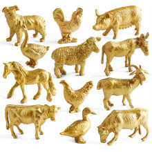 12Pcs Realistic Animal Model Toy Decors Small Golden Poultry