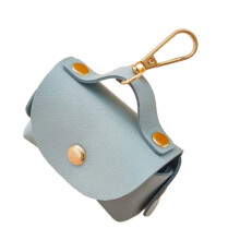 PU Leather Pet Poop Bag Dispenser Outdoor Dog-Sky Blue