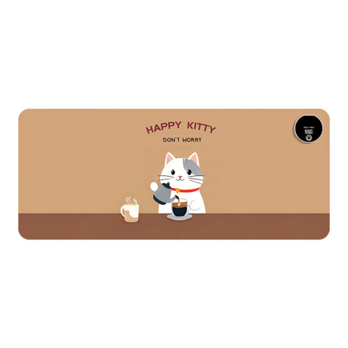 (Happy Cat [Coffee-Color], 80*33-6 Digital Display Timing Model) Heating Mouse Pad