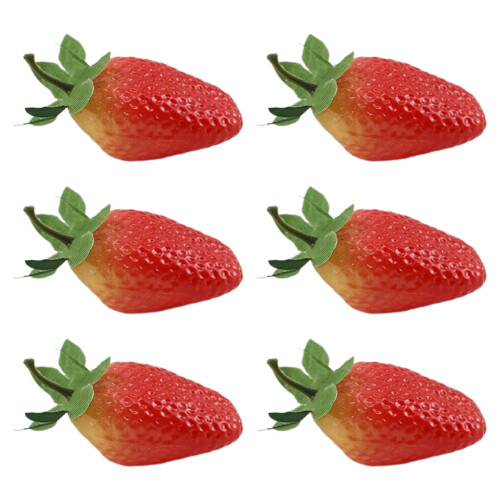 6Pcs Artificial Fruit Plastic Fruit Realistic Fake-strawberry
