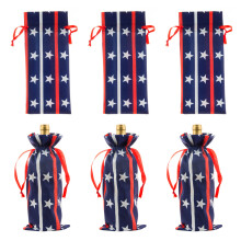6pcs Independence Day Wine Bottle Cover Flag Flannel Bag Cover