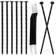 Bakulyor 50 Pack Metal Landscape Stakes, 8 Inch Artificial Grass Staples, 6 Gauge Large Landscaping Spikes, Black Edging anchor stake for Garden Grou