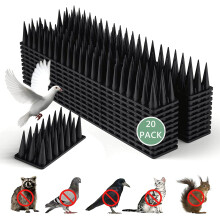 Apluskis Upgraded Bird Spikes, 20 Pack/6M Squirrel Raccoon Pigeon Cat Fox Animal Deterrent Fence Anti Bird Spikes for Outside/Outdoor to Keep Birds A