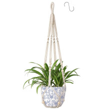 Apstaqeoo Macrame Plant Hanger Indoor Cotton Rope Hanging Planter Basket with Wood Beads Decorative Flower Pot Wall Plant Holder with 1 S Hook for Ou