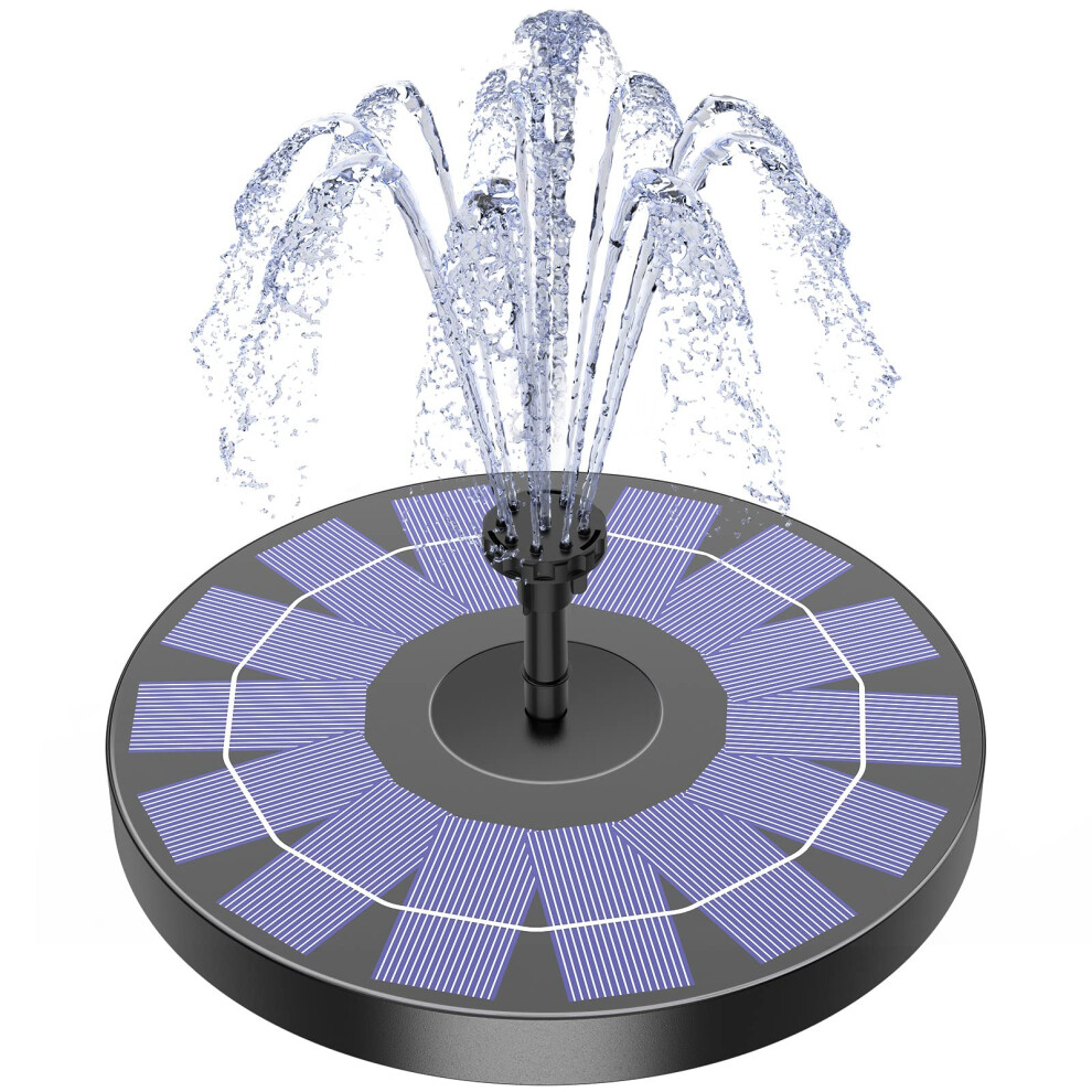 Aisitin Solar Powered Bird Bath Fountain Pump With 6 Nozzles, 2.5W For Garden, Pond, Pool, Aquarium And Outdoor 3182597452688
