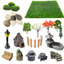 Cayway 26 PCS Outdoor Fairy Garden Miniatures Mini Zen Garden Accessories, Artificial Garden Grass, Model Trees, Terrarium Ornaments, Dollhouse Suppl