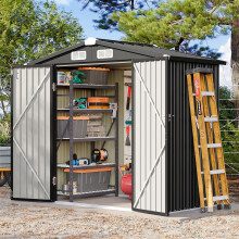 Aoxun Garden Sheds 6x4ft, Metal Shed Bike Tool Shed, Sheds and Outdoor Storage with Lockable Doors & Slooping for Backyard, Patio, Poolside,Black