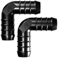 2 Pack - 22mm (7/8 Inch) Black Plastic 90 Degree Pipe Elbow Connector Pond Water Garden Silicone Rubber