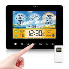 Weather Stations Wireless Indoor Outdoor, Upgrade Touch Pannel LCD Digital Weather Station with Temperature/Humidity/Barometric/Forecast/Moon Phase/A