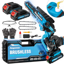 Mini Chainsaw - Brushless Motor 1000W, Electric Chain Saw Cordless 6 Inch with Auto Oiler-System, 4000mAh Battery, Knob Instantly Adjusts Chain Tight