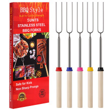 5 PCS Marshmallow Roasting Sticks, Telescoping Smores Sticks for Open Fire Pit, 32 Inch Long Marshmallow Toasting Barbecue Forks Smores Skewers for C