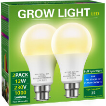 Briignite Grow Light Bulb, LED Grow Light A19 Bulb, Full Spectrum Grow Light for Indoor Plants, Plant Light Bulbs B22 Base, 12W Grow Lights for Indoo