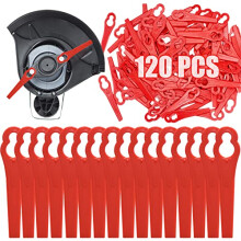 120 Pcs Grass Trimmer Replacement Blades, 83 mm Plastic Garden Mower Blades Cordless Lawn Mower Cutting Blades Lawn Strimmer Accessories Tool for Swi