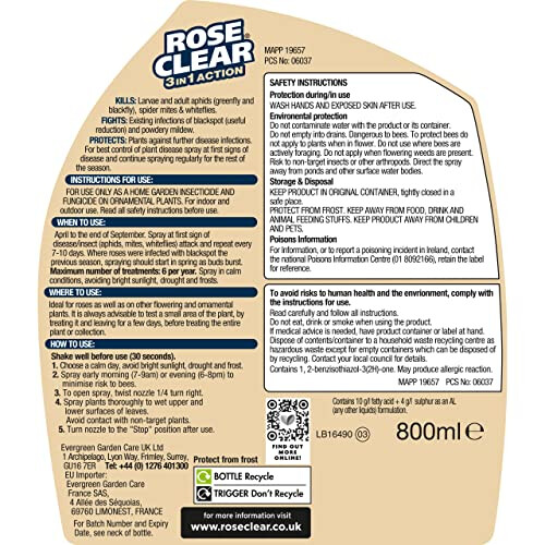 ROSECLEAR 3 in 1 Ready to Use Plant Protection For Aphids, 800 ml, White 1