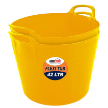 Best House | 2 Pcs of Flexi Tub with Handles | 42 Litres | Yellow | Garden Tubs | Plastic Storage Container for Home, Washing, Garden Waste and DIY P
