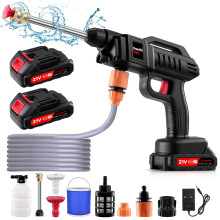 Bellanny 60Bar Cordless Pressure Washer, 21V 1500W Portable Pressure Washer with 2 x 2.0Ah Rechargeable Battery, Battery Pressure Washer with 5M Hose