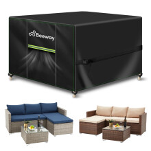BEEWAY Garden Furniture Cover With Air Vent, Waterproof Patio Rattan Sofa Table Chair Set Cover - 420D Oxford Fabric, Windproof - Cube / Square 200 x
