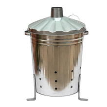 Best House | 90L Galvanised Metal Incinerator | Height : 35.8"/91cm Diameter : 18"/46cm | With Lid and Ventilation Holes | Durable Garden Waste Fire