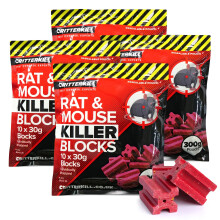 CritterKill Rat & Mouse Killer Poison Blocks 300g – Rat and Mouse Poisoning Poison Sachets - All Weather Block Poison Bait (1200g)