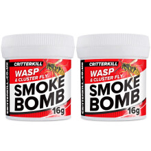 CritterKill 16g Cluster Fly and Wasp Killer Smoke Bomb Fogger Twin Pack - Targets Hard to Reach Places and Nests - Use in Attics, Garages and Lofts -