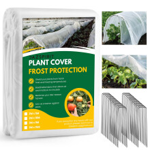 DazSpirit 3 m x 15 m Garden Fleece Frost Protection, 35 gsm Horticultural Fleece Plant Frost Protection with 30 Ground Stakes, Non-Woven Winter Fleec