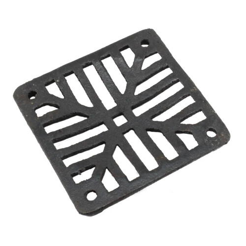 Black Cast Square Drain Grate Gully Grid Cover (7" 175mm x 10mm)