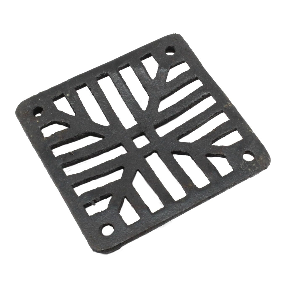 Black Cast Square Drain Grate Gully Grid Cover (7" 175Mm X 10Mm) 33187372