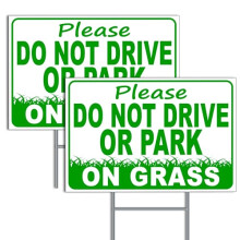 2PC Please Do Not Drive or Park Sign - 8x12 inches DS Coroplast No Parking on Grass Sign
