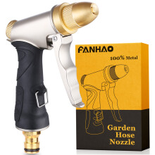 FANHAO Garden Hose Spray Gun with Adjustable Patterns, 100% Heavy Duty Metal Hose Pipe Spray Gun High Pressure Hose Nozzle for Lawn and Garden, Car &